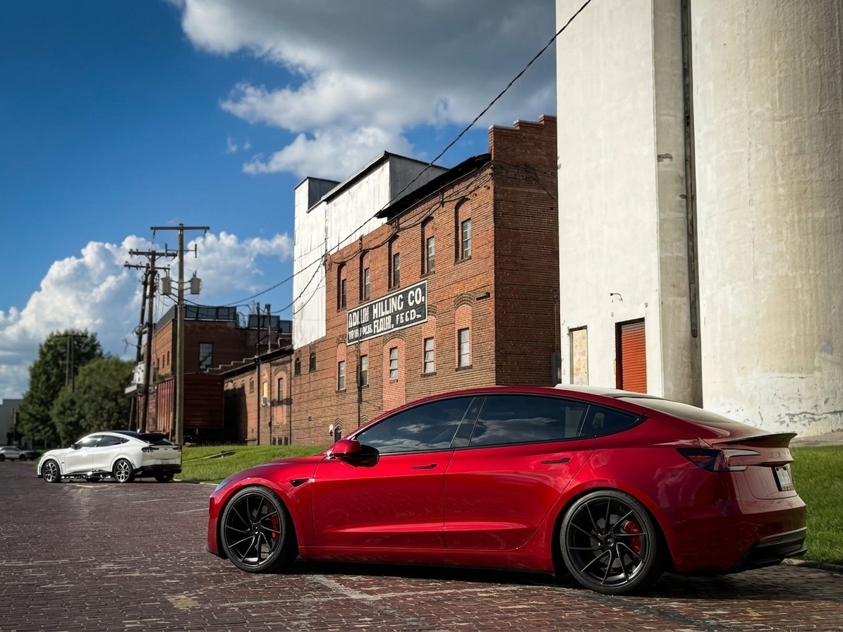 Model 3 posing outside the old flour mill