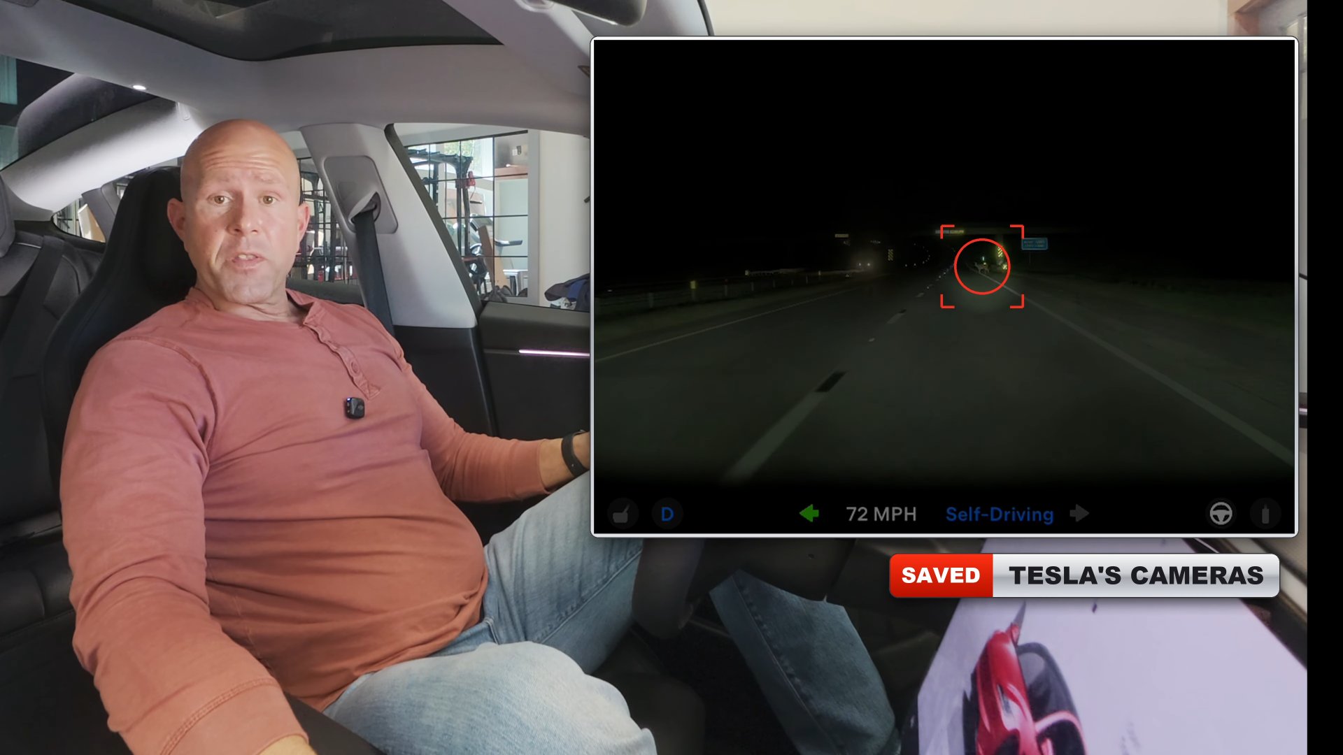 The deer clip saved from the car, showing speed and that FSD was driving