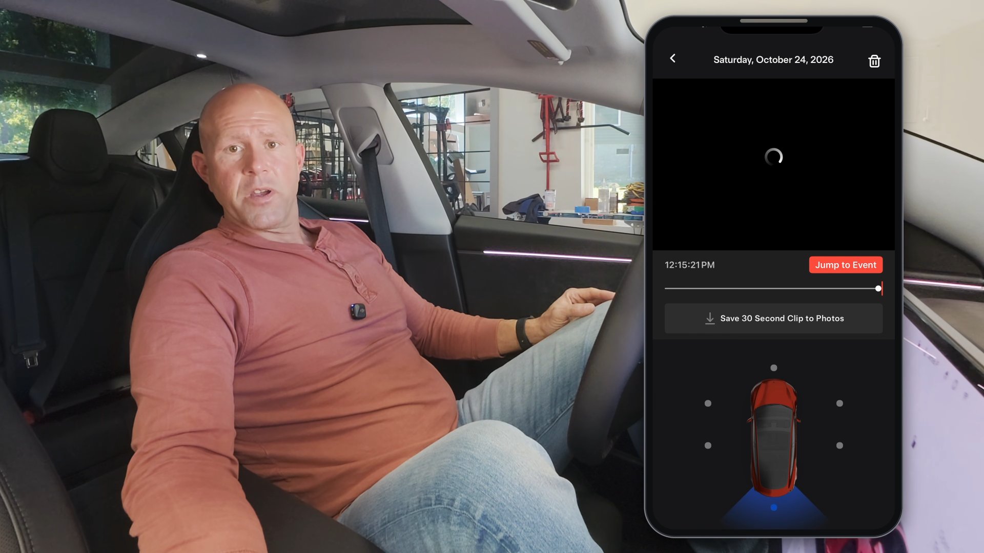 Watching a saved clip in the Tesla app on my phone